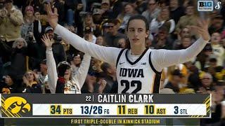 Caitlin Clark Drops Historic Triple-Double In Front Of 56000 Fans  34 Pts 11 Reb & 10 Ast 