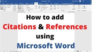 How to add Citations and References using Microsoft Word  Adding Citation and References by MS word