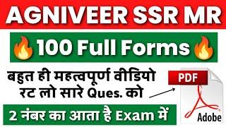 Top 100 Full Form For Agniveer Navy SSR MR  Agniveer Navy SSR MR Full Form Questions