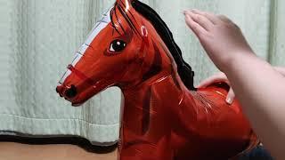 Mylar balloon horse　inflating and popping