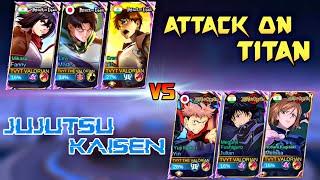 ATTACK ON TITAN VS JUJUTSU KAISEN 1 VS 1 FIGHT  MOBILE LEGENDS AOT VS JJK