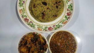 Lunch Box Ideas  Palak paratha Akkha Masoor Dal Sabut Masoor Daal - Kolhapuri Akkha Masoor