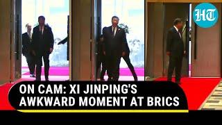 Xi Jinping Stands Awkwardly At BRICS Summit After Security Catches Man Behind Him  Watch