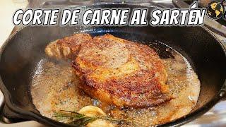 Como hacer un Corte de Carne al Sartén  Rib Eye  Cocina Universal