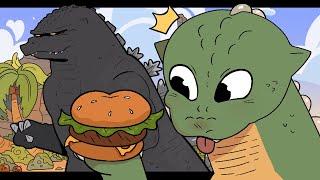 Godzilla Jr. Makes A Burger Godzilla Animation