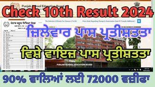 PSEB 10th Result 2024  PSEB 10th Class Subjectwise Pass Percentage 2024  PSEB 10th Merit list 2024