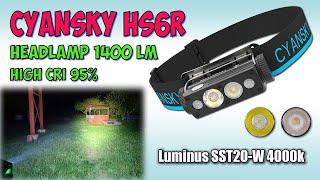 CYANSKY HS6R 1400Lm Type-C Headlamp  Обзор замеры ночные тесты. Night Tests. Full  review.