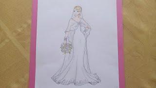 How to draw a Wedding dress very easy