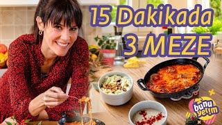 15 Dakikada 3 Meze  Kabaklı Tarator Mantarlı Karides Güveç ve Hibeş Tarifi 