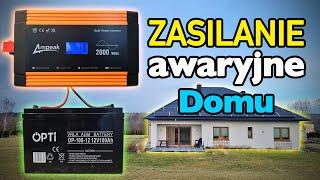 Zasilanie awaryjne domu na bazie invertera 12V-230V AMPEAK 2000W i akumulatora AGM VOLT  Opti 100Ah