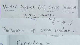 Vector or Cross product of two Vectors Formulae 
