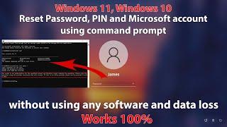 2024 Reset forgotten Windows 11 Password PIN and Microsoft account using Command Prompt