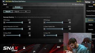 snax gaming live reveal sensitivity settings and control bgmipubg mobile
