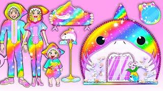 Rainbow Baby Shark vs Poor House - Mother And Daughter Dress Up & Decor - DIY Arts & Paper Crafts