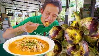 Toddy Palm Fruit Curry RARE THAI FOOD in Phetchaburi เพชรบุรี Thailand 