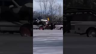Lifted Trucks Falls Off Trailer  Heading To Truck Show