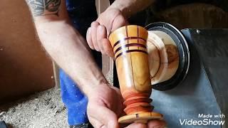 Woodturning - Cherry vase with purple resin