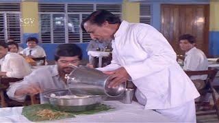 Shankarnag Eating Full Meals Hotel Comedy Scenes  Ramakrishna  Prana Snehitha Kannada Movie