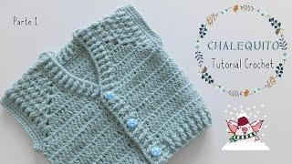 Bonito Chaleco para Bebe Cuello V. Crochet Ganchillo. Tutorial paso a paso. Sin costuras  Parte 1