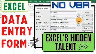 Create a Simple Data Entry Form in Excel NO VBA