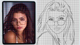 HOW TO DRAW OUTLINE OF FACE BY GRID METHOD  HOW TO DRAW PERFECT FACE OUTLINE