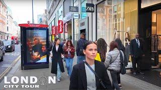 LONDON CITY TOUR  Walking along OXFORD STREET - Window Shopping  Central London Walk 4K