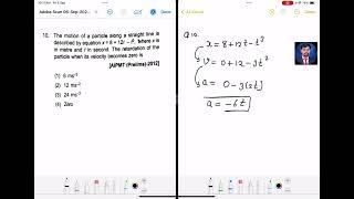 Q10 the motion of particle along the straight line is described by equation X=8+12t-t3 where x is