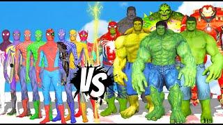 SPIDER MAN COLORFUL TEAM VS HULK TEAM - SUPERHEROES EPIC BATTLE