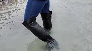 High heels sergio rossi overnee boots wet