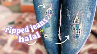 Cara Memperbaiki Jeans Robek TANPA Mesin Jahit  - Tutorial Jahit Untuk Pemula