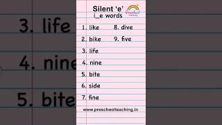 Silent ‘e’ i-e words Part-1  Silent e wordlist #phonics #silente #preschoolteaching