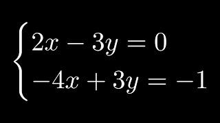 Solve the System of Equations using the Elimination Method 2x - 3y = 0 and -4x + 3y = -1