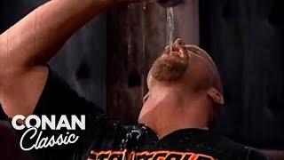 Stone Cold Steve Austin Demonstrates How To Drink A Beer  Late Night with Conan O’Brien