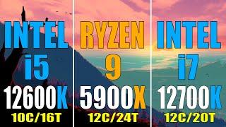 INTEL i5 12600K vs RYZEN 9 5900X vs INTEL i7 12700K  PC GAMES BENCHMARK TEST 