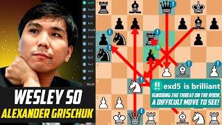 Brilliant Opening by Wesley So vs. Alexander Grischuk Rook Sacrifice Norway Blitz 2019