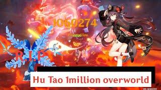 Hu Tao hitting 1 million damage overworld  C0R1 Hutao  Hu Tao Nuke Guide  Genshin Impact