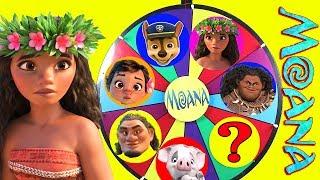 Disney Moana Mega Wheel Game with Paw Patrol Skye Maui LOL Surprise Emoji  Ellie Sparkles