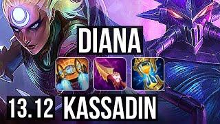 DIANA vs KASSADIN MID  2.9M mastery 1200+ games 6 solo kills Legendary  NA Diamond  13.12