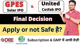 GPES Solar IPO Apply or not?  United Cotfab IPO  Dee Development IPO  Akme fintrade IPO #SMT