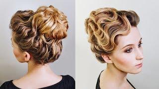 Gorgeous vintage wavy messy bun hairstyle