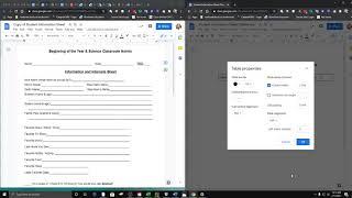 Creating a fillable form in Google Docs with Tables