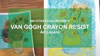 Van Gogh Crayon Resist Painting