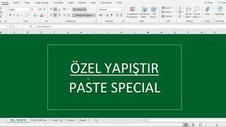 EXCEL DE ÖZEL YAPIŞTIR PASTE SPECIAL