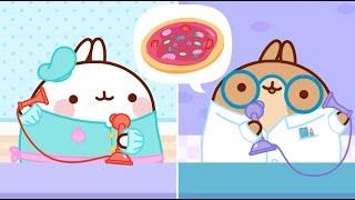 Pizza time with Molang and Piu Piu   Funny Compilations For kids