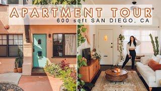 Apartment Tour  Spanish Boho Eclectic 600 sqft in San Diego CA  Earthy cozy aesthetic