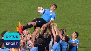 SCENES Uruguays SAVIOUR Luis Suarez Scores an equaliser then wins to claim THIRD place 