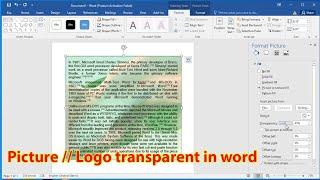 How to make a picture transparent in word