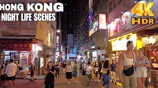 Hong kong 4k NightLife Walking Hong kongs Busiest NightLIFE District Central Soho-Lan Kwai Fong.