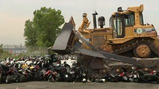 NYPD crushes 92 dirt bikes ATVs and other seized motorbikes