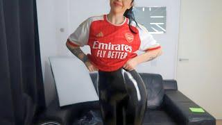 ASMR In football shirt and PVC Leggings Scratching sounds
